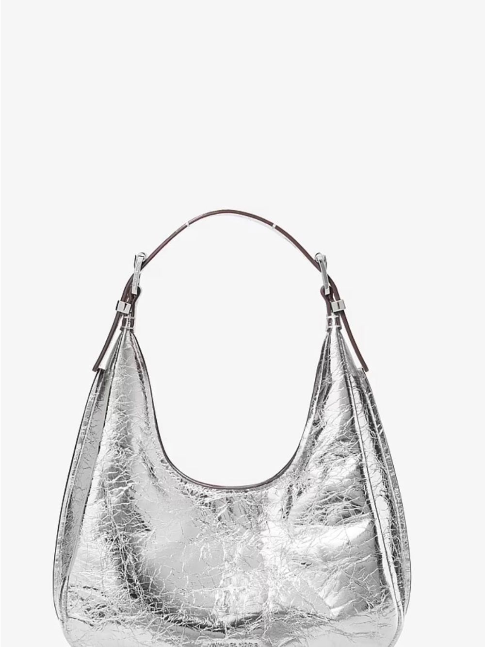 Michael Kors Nolita Silver Metallic Crackled Leather Hobo Shoulder Bag